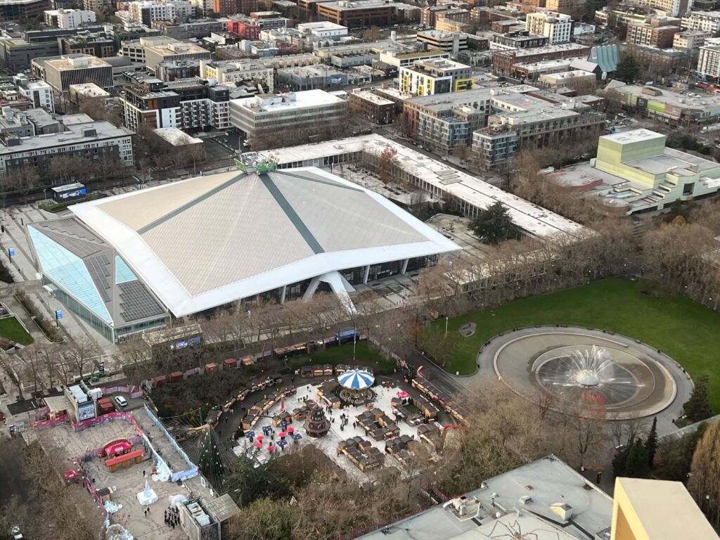 Aerial view of Seattle Center campus
